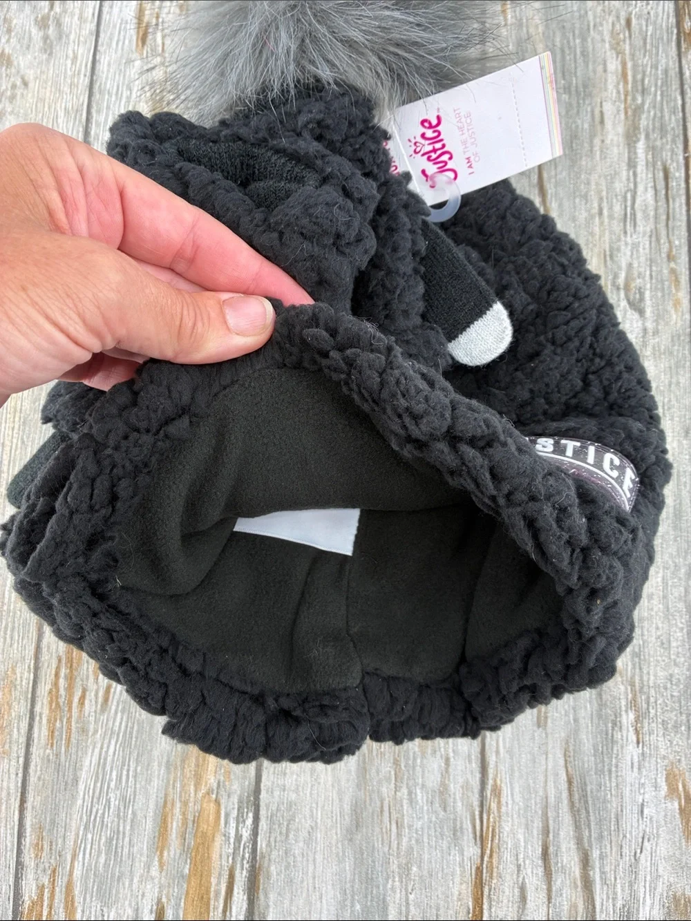 Justice Girls Beanie With Pom Pom & Gloves Winter Set